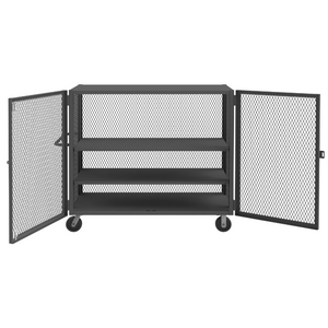 Durham HTL-2460-DD-2AS-95 Mesh Truck, 2 Adjustable Shelves, 24 X 60, 2000 Lbs. Capacity