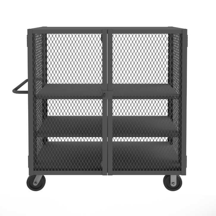 Durham HTL-3048-DD-2AS-95 Mesh Truck, 2 Adjustable Shelves, 30 X 48, 2000 Lbs. Capacity