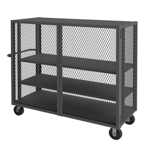 Durham HTL-3060-DD-2AS-95 Mesh Truck, 2 Adjustable Shelves, 30 X 60, 2000 Lbs. Capacity