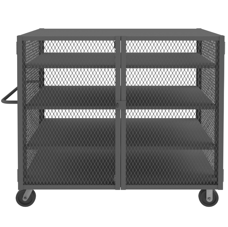 Durham HTL-3660-DD-3AS-95 Mesh Truck, 3 Adjustable Shelves, 36 X 60, 2000 Lbs. Capacity