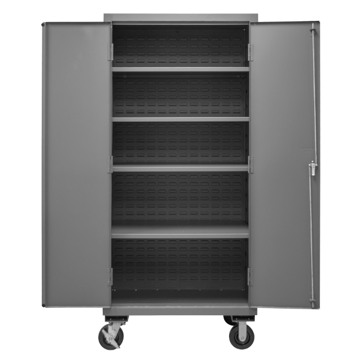 Durham 3501M-BLP-4S-95 Mobile Cabinet, 14 Gauge, 4 Adjustable Shelves, 36 X 24 X 81