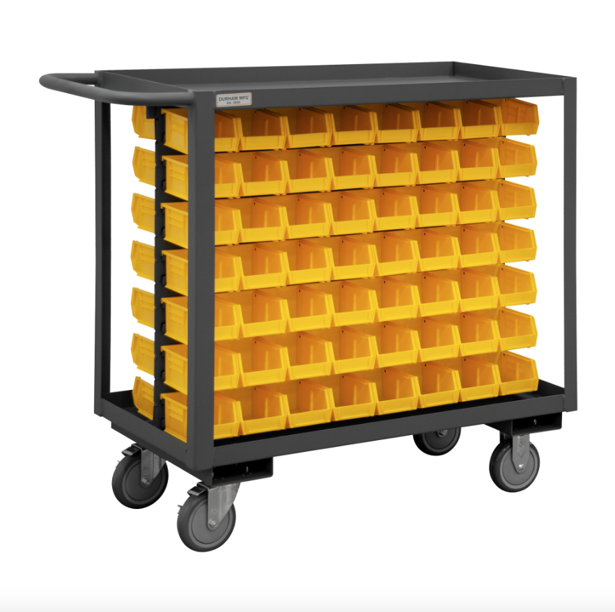 Durham RSC-1836-BLP-112-210-95 Stock Cart, 2 Shelves, 112 Bins, 18-1/4 X 42-1/4 X 37-5/8