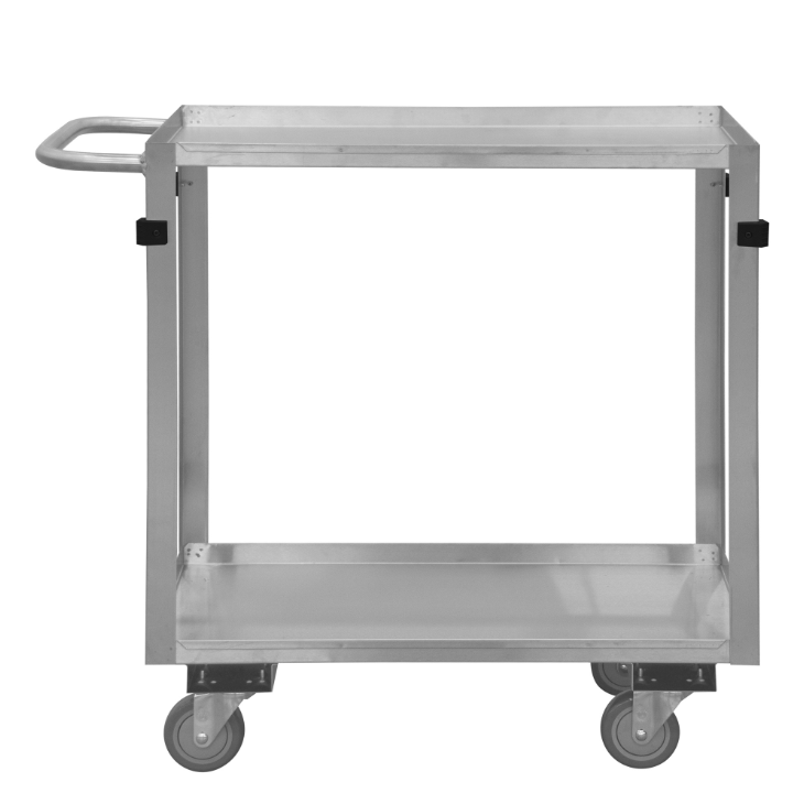 Durham SRSC2016302ALU4PU Stainless Steel Stock Cart, 2 Shelves, 16-3/4 X 36-7/16 X 34