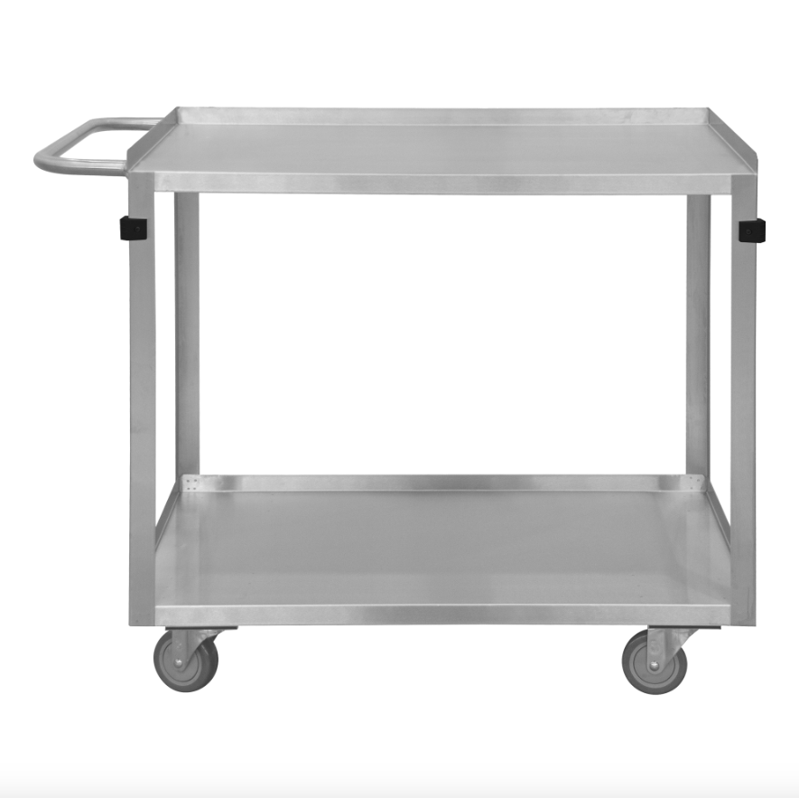 Durham SRSC2016302FLD4PU Stainless Steel Stock Cart, 2 Shelves, 16-3/4 X 36-7/16 X 34