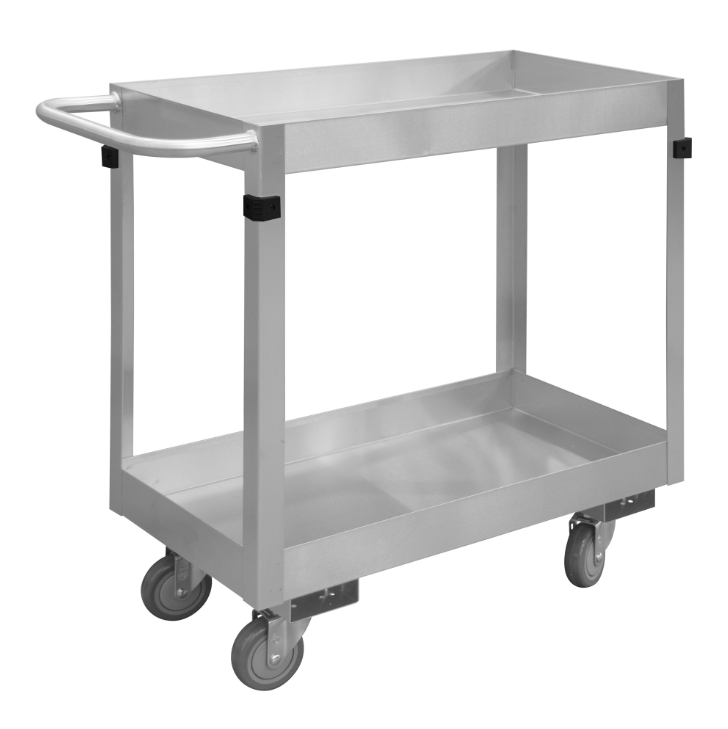 Durham SRSC32016302ALU4PU Stainless Steel Stock Cart, 2 Shelves, 16 X 36-7/16 X 34