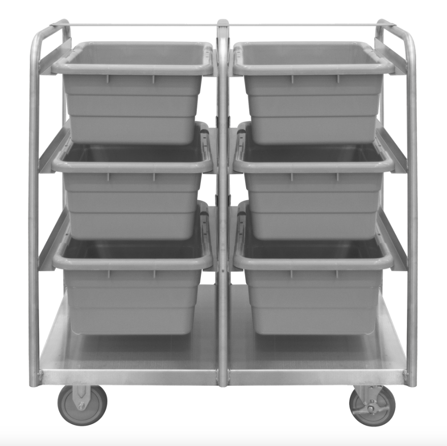 Durham STBR-303642-6-5PU Stainless Steel Tub Rack Cart, 6 Bins, 36-3/4 X 26 X 42