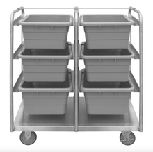 Load image into Gallery viewer, Durham STBR-303642-6-5PU Stainless Steel Tub Rack Cart, 6 Bins, 36-3/4 X 26 X 42