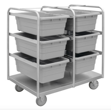 Load image into Gallery viewer, Durham STBR-303642-6-5PU Stainless Steel Tub Rack Cart, 6 Bins, 36-3/4 X 26 X 42