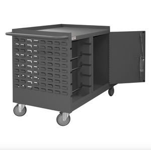 Durham MWSR5-95 Mobile Wire Spool & Maintenance Cart, 5 Rods, Louvered Panel Side, Cabinet Space, Ladder Hanger