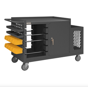 Durham MWSR5-95 Mobile Wire Spool & Maintenance Cart, 5 Rods, Louvered Panel Side, Cabinet Space, Ladder Hanger