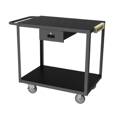 Durham RSIC-2436-2-5PU-95 Instrument Cart, 2 Shelves, 24 X 36, 1 Drawer, Power Strip