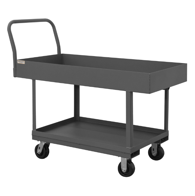 Durham WHPT624485PH95 Platform Truck, Work Height, 2 Shelves, Top Shelf 6″ Lip, 2000 Lbs. Capacity, 24 X 48