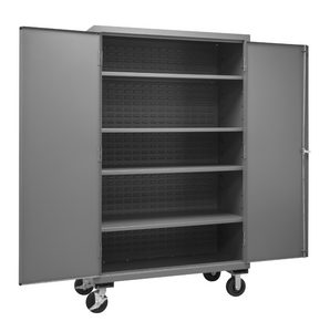 Durham 2502M-BLP-4S-95 Mobile Cabinet, 16 Gauge, 4 Shelves, 48 X 24 X 81