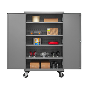 Durham 2502M-BLP-4S-95 Mobile Cabinet, 16 Gauge, 4 Shelves, 48 X 24 X 81