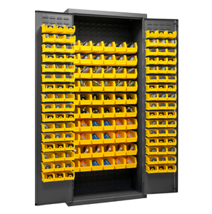 Durham 2603-156B-95 Cabinet, 16 Gauge, 156 Yellow Bins, 36 X 18 X 84