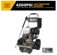 Load image into Gallery viewer, BE B4213HESAS 4,200 PSI 4.2 GPM Cold Water Gas Pressure Washer with Honda GX390 Electric Start Engine and CP Triplex Pump on Stainless Steel Frame