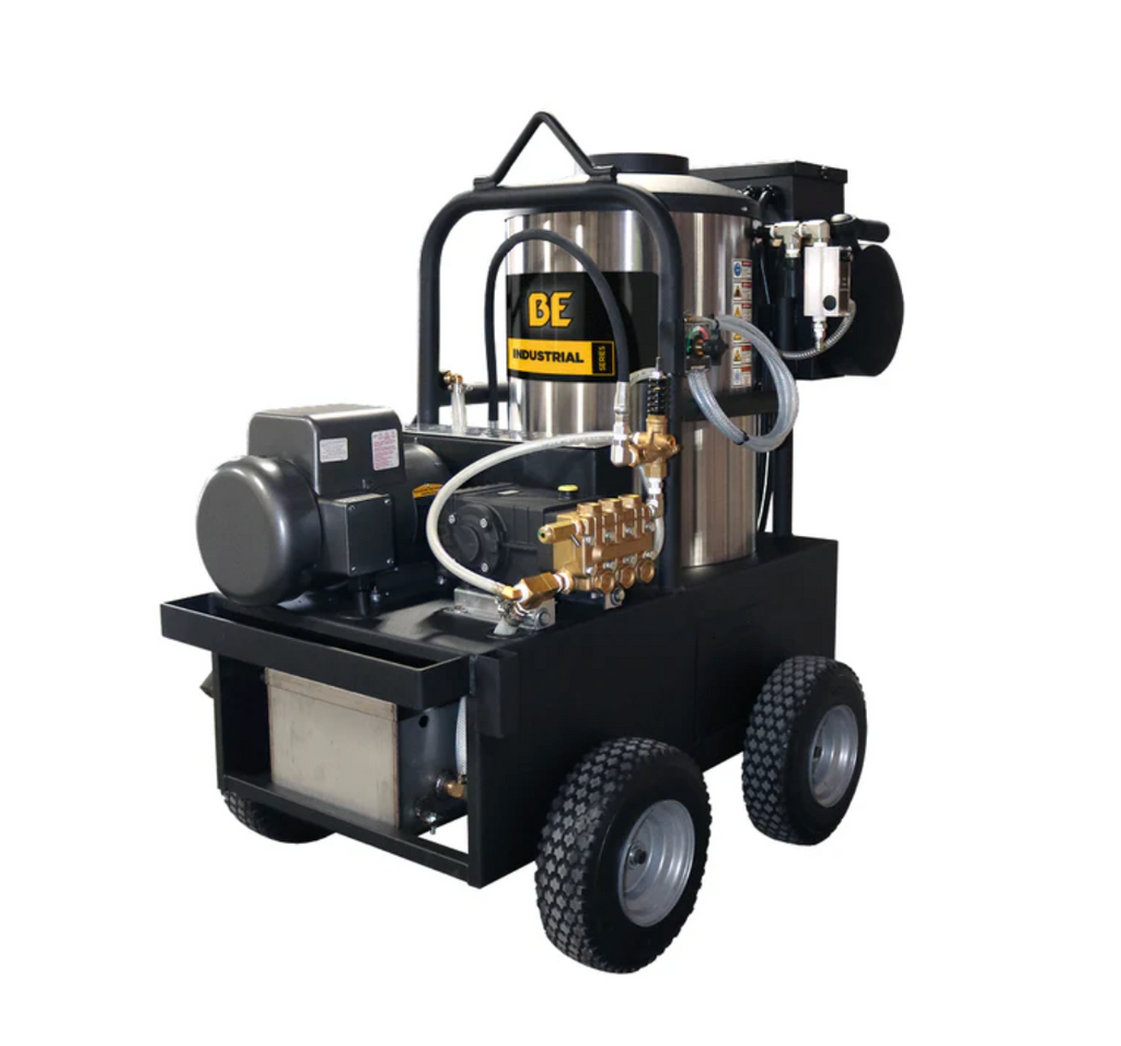 BE Power Equipment 2,300 PSI 4.0 GPM Hot Water Electric Pressure Washer with General Triplex Pump