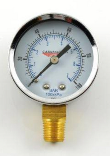 C.A. Technologies 52-58 Air Pressure Gauge, Bottom Mount, 1/4