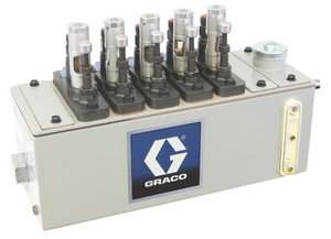 Graco 24W635 Manzel® MB118 Series Lubricator - 6 Pint (2.8 liter) Reservoir (6 Pump Stations Max), 1/4 in GBL 7500 Pump (qty 5), 118:1 drive on right hand end
