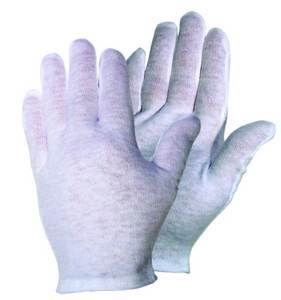 MCR Safety 8621C White Inspectors Gloves Reversible and Hemmed 100% Cotton Lisle Straight Thumb Medium Weight, Small