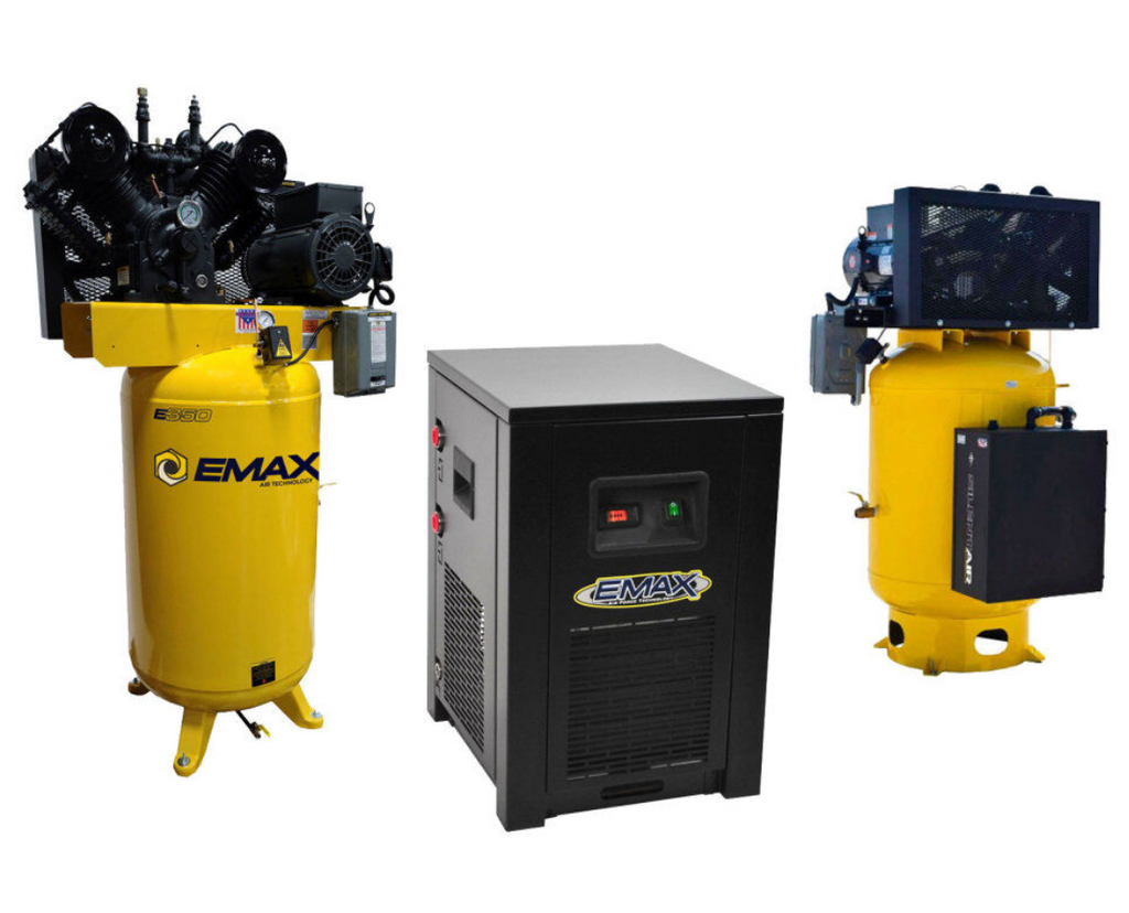 EMAX EI07V080V1PK 80 Gallon 175 PSI 7.5HP Vertical Air Compressor with Compressed Air Dryer & Silencer Kit Bundle