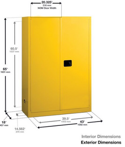 Eagle 60-gal.capacity Flammable storage Cabinet w/ 5 Shelves & 2 Door-Sliding Self Close - Yellow