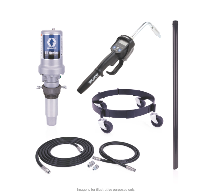 Graco 25C551 Ld Series 3:1 Mobile 16 Gallon Oil Pump Package - Manual Meter, Rigid Extension, Npt