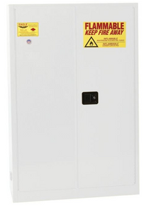 Eagle Flammable Liquid Safety Cabinet, 45 Gal., 2 Shelves, Sliding Self Close, White