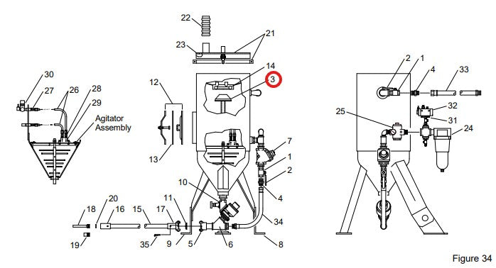 Clemco 02321 Dual Inlet Piping: Pop-Up Valve Has 1/2