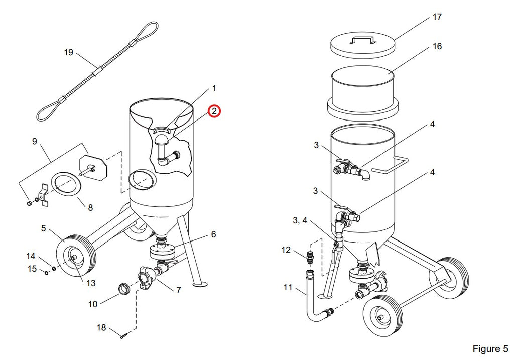 Clemco 01242 Pop Valve & Shaft Assembly