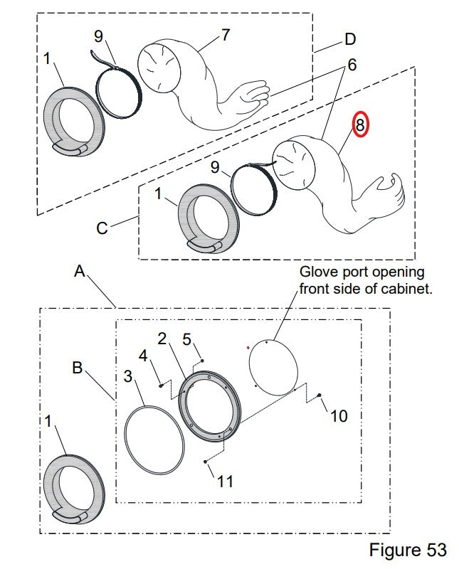 Clemco Small Clamp-Style Rubber Right Glove
