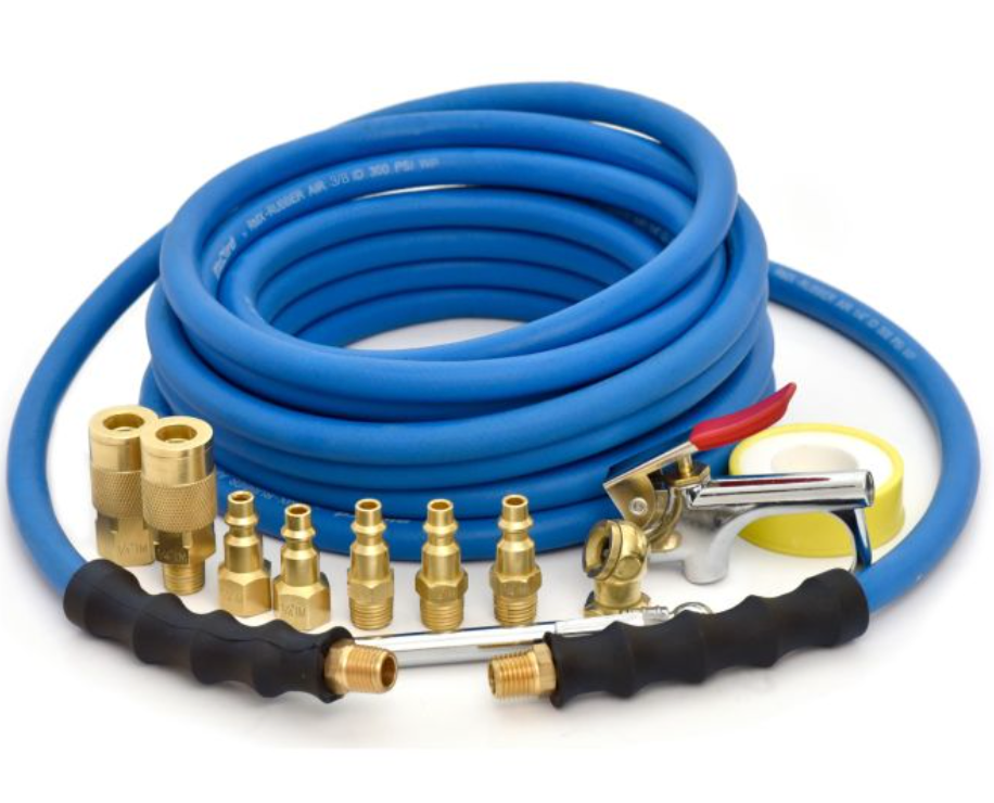 Blubird BB3825KIT-10 - 3/8 in. x 25 ft. Rubber Air Hose Premium 10pc Kit