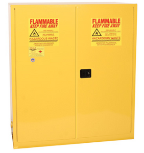 Eagle Haz-Mat Two Drum Vertical Safety Cabinet, 110 Gal., 1 Shelf, 2 Door, Manual Close, Yellow