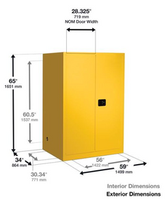 Eagle Haz-Mat Two Drum Vertical Safety Cabinet, 110 Gal., 1 Shelf, 2 Door, Self Close, Yellow