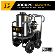 Load image into Gallery viewer, BE HW2765HC 3000PSI 3.0GPM Hot Water Pressure Washer with Honda GX200 Engine and Comet Triplex Pump