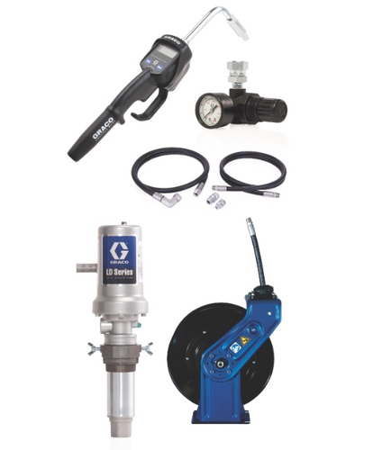 Graco 24K834 Ld Series 3:1 Deluxe Tank Mount Oil Pump With Sd™ Series 1/2 In. X 35 Ft. Hose Reel Package - Manual Meter Type