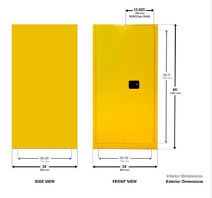 Justrite™ Sure-Grip® EX Horizontal Drum Safety Cabinet with Cradle Track, 2 s/c doors, Yellow