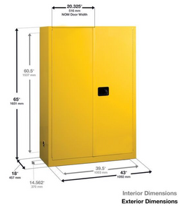 Eagle 60-gal.capacity Flammable storage Cabinet w/ 5 Shelves & 2 Door-Sliding Self Close - Gray