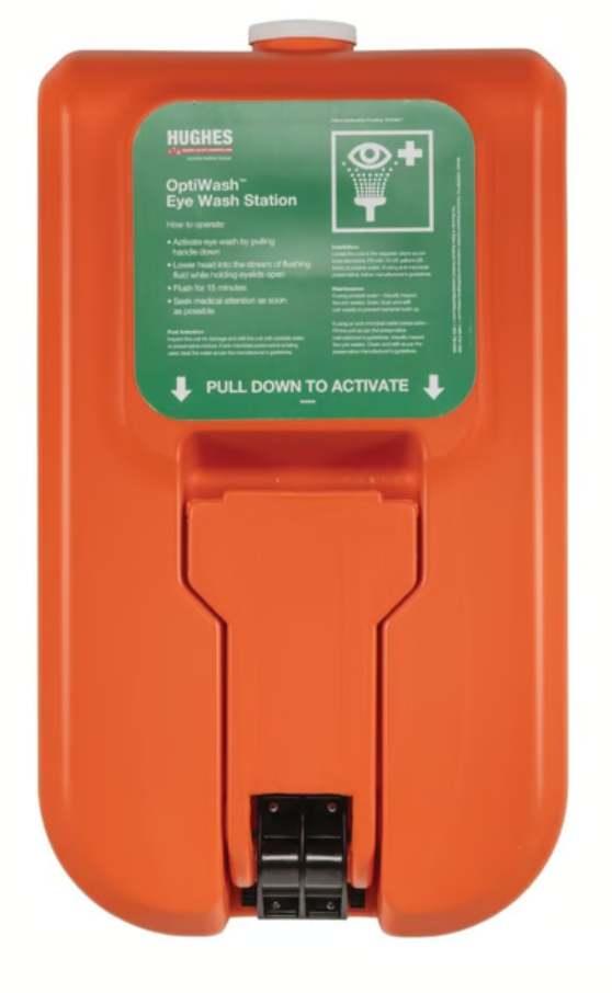 10 Gallon, Portable Self-Contained Hughes Eye Wash Station, Gravity-Fed