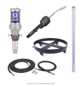 Graco 25C556 Ld Series 5:1 Mobile 55 Gallon Oil Pump Package - Preset Meter, Rigid Extension, Npt