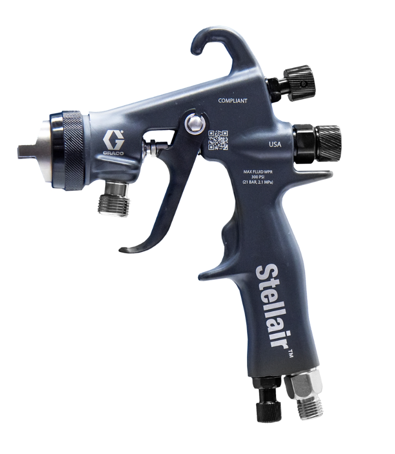 Graco 2004155 Stellair Air Spray Gun, Compliant, 0.055 in (1.4 mm), General Industry, PEEK Tip