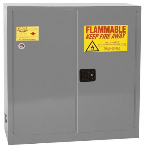 Eagle 40-gal.capacity Flammable storage Cabinet w/ 3 Shelves & 2 Door-Sliding Self Close - Gray