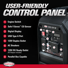 Load image into Gallery viewer, Simpson® Inverter Generator SGS3543 4375 Starting / 3500 Running Watt Gasoline Portable Inverter Generator 49-State 70127