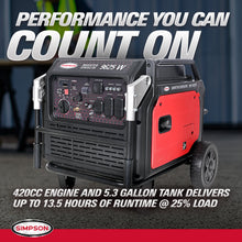 Load image into Gallery viewer, Simpson SGS7796 Dual Fuel Inverter Generator, 9625 Starting / 7700 Running Watts, Gas &amp; Propane, CO Shutdown, 49-State