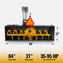 Load image into Gallery viewer, MechMaxx 84" 3 Point PTO Snow Blower 24" Impeller Diameter 360° Snow Chute (PTO Shaft Included with Slip Clutch), 35-95 HP, TSB84