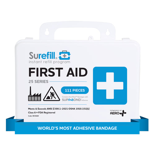 Aero Healthcare SF25AWC SUREFILL™ 25 ANSI 2021 A+ First Aid Kit - Weatherproof Plastic Case - Custom Label