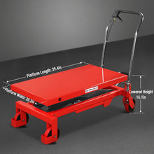 Load image into Gallery viewer, MechMaxx Mobile Scissor Lift Table Cart 2200lbs Capacity, Platform Size, 39.4” x 20.2”, Height 39.4”, TF22