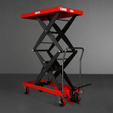 Load image into Gallery viewer, MechMaxx Mobile Double Scissor Lift Table Cart 2200lbs Capacity, Platform Size, 47.2" x 24", Height 66.9", TFD22