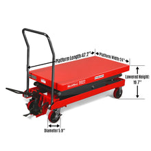 Load image into Gallery viewer, MechMaxx Mobile Double Scissor Lift Table Cart 2200lbs Capacity, Platform Size, 47.2" x 24", Height 66.9", TFD22