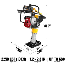 Load image into Gallery viewer, MechMaxx Honda GX100 Tamping Rammer with Wheel Kit, 2250 lb Impact Force Jumping Jack Tamper Compactor for Soil, Gravel, Backfill and Foundation, TR60H